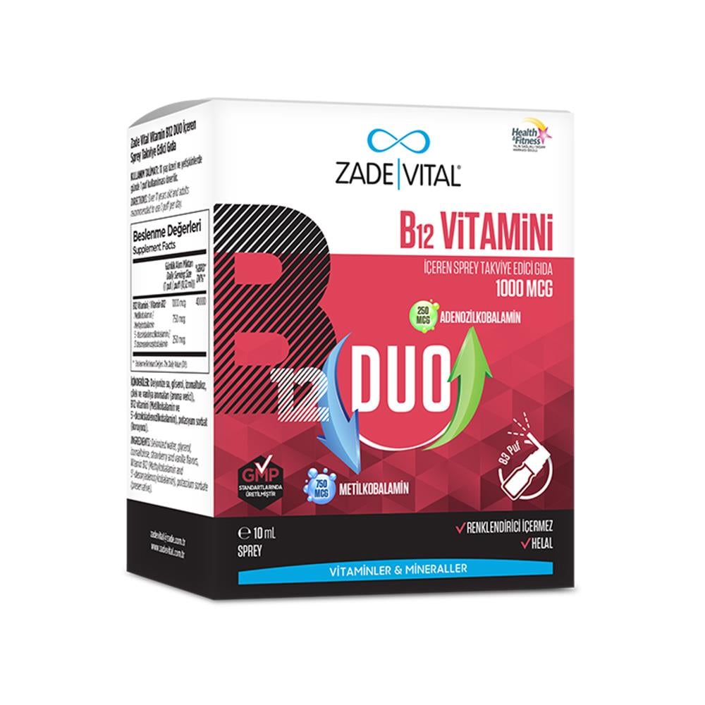 Zade Vital B12 Vitamini Duo 1000 mcg Sprey 10 ml